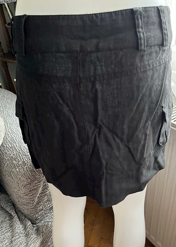 Siyah Kemerli Midi Kot Etek - Görsel 5