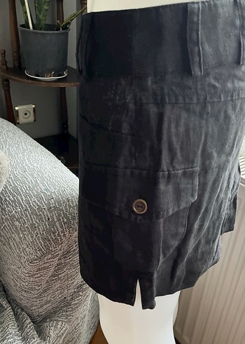 Siyah Kemerli Midi Kot Etek - Görsel 2