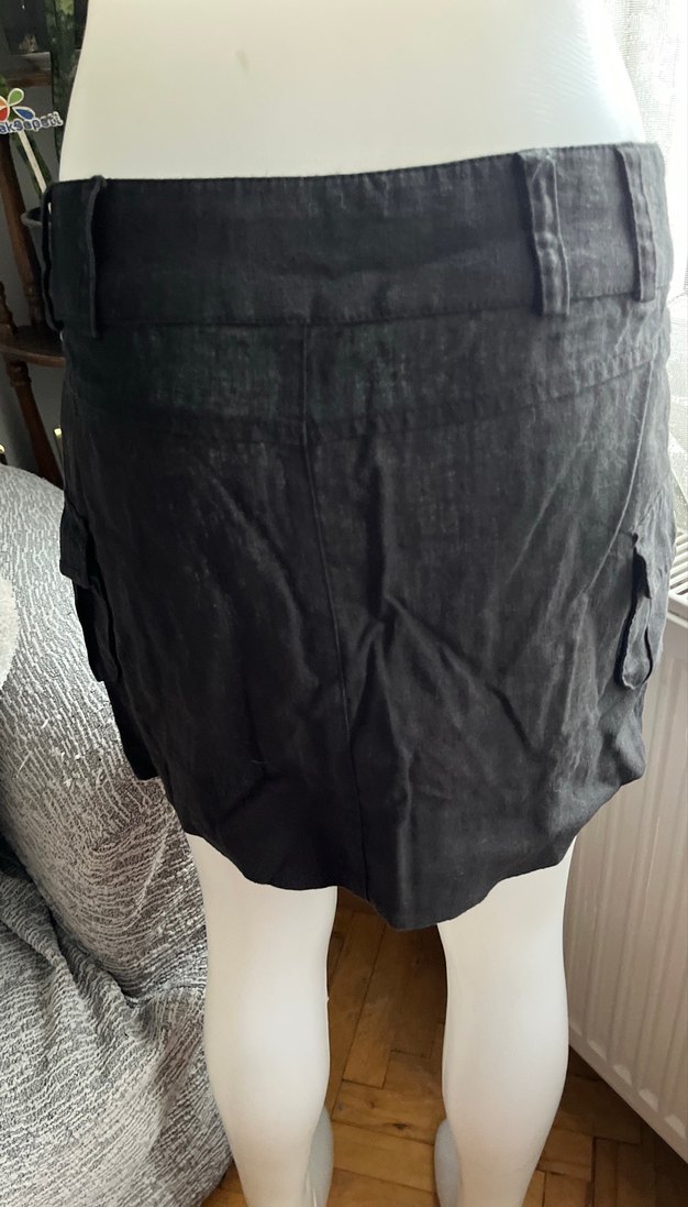 Siyah Kemerli Midi Kot Etek - Görsel 5