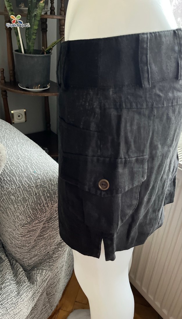 Siyah Kemerli Midi Kot Etek - Görsel 2