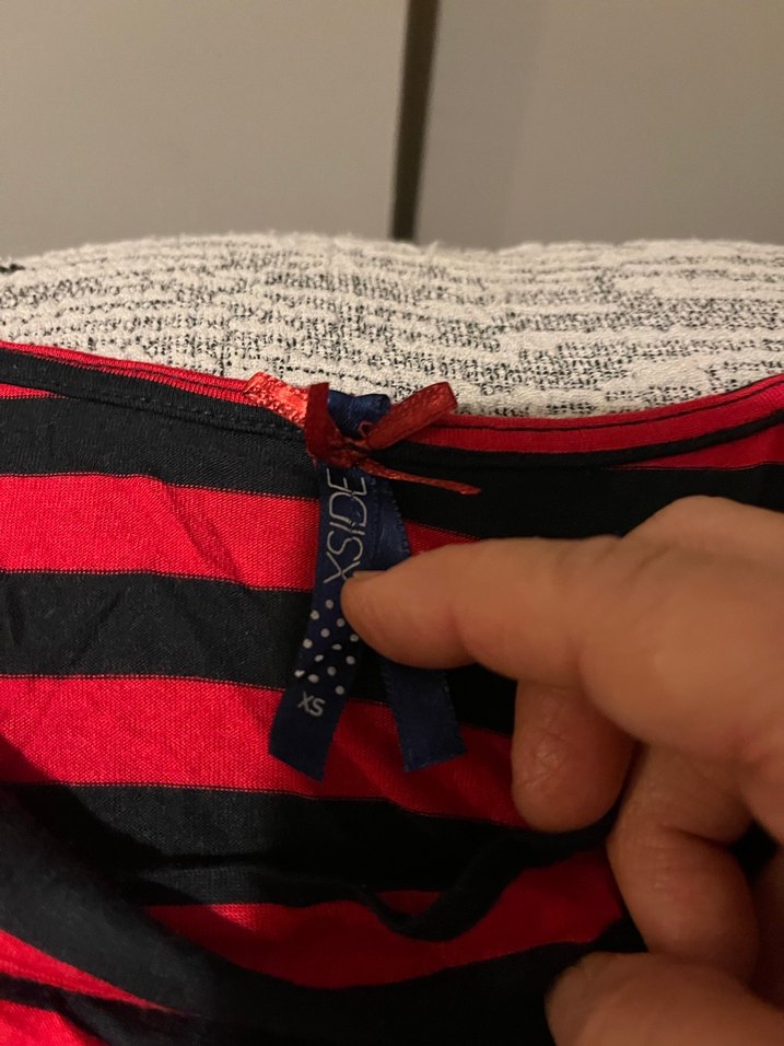 Kırmızı Siyah Çizgili Uzun Kollu Hamile Bluzu - Görsel 5