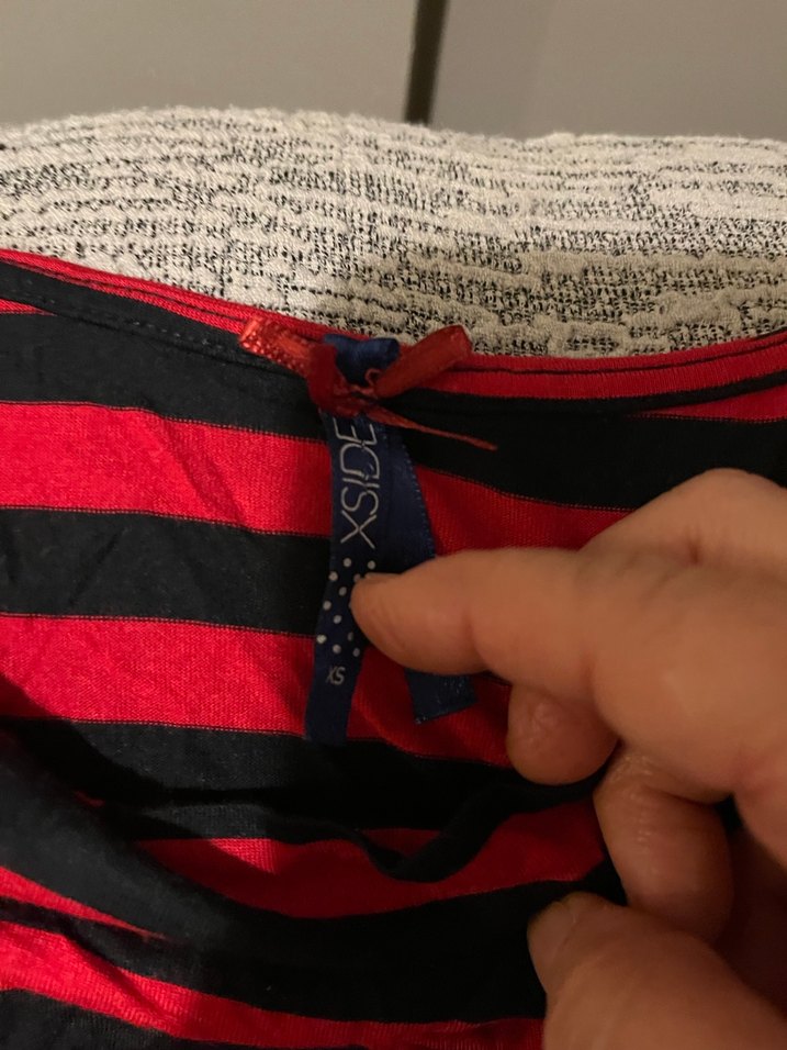 Kırmızı Siyah Çizgili Uzun Kollu Hamile Bluzu - Görsel 4