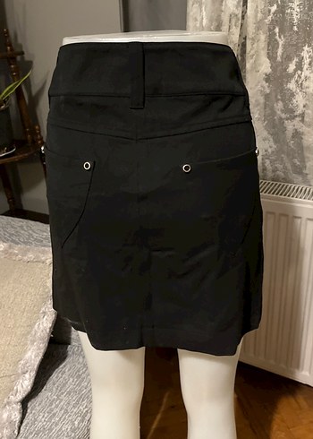 Düğmeli Siyah Mini Etek - Görsel 5