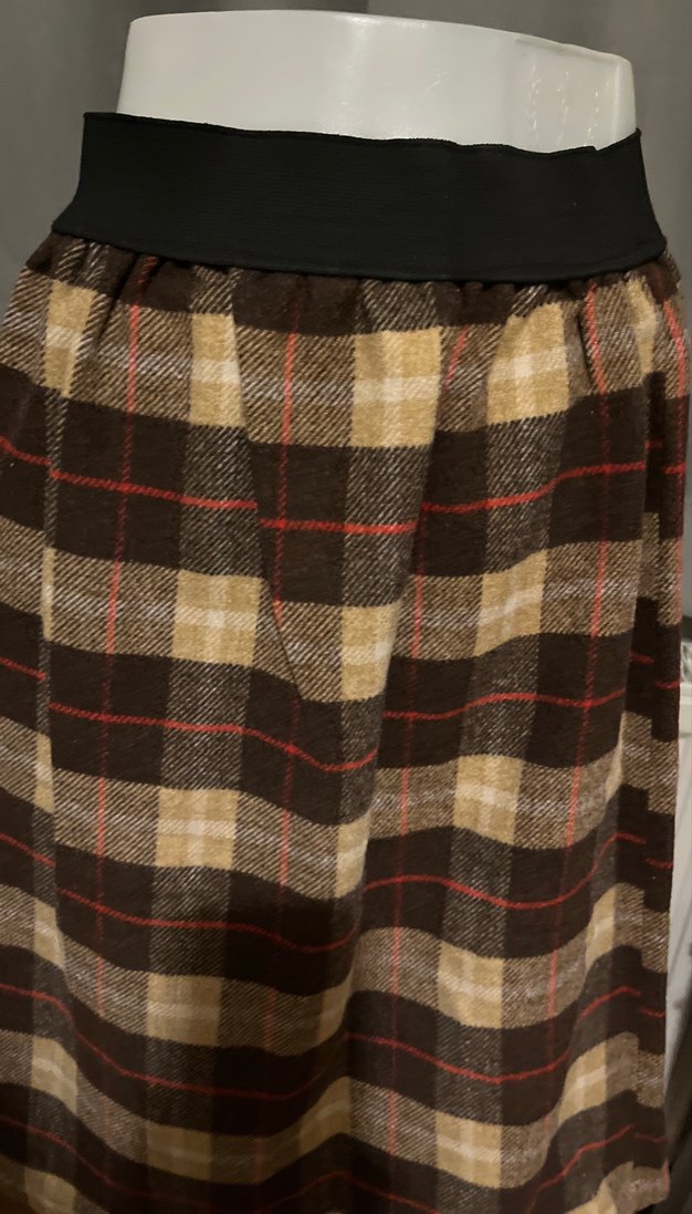 Kahverengi Ekose Midi Hamile Etek - Görsel 2