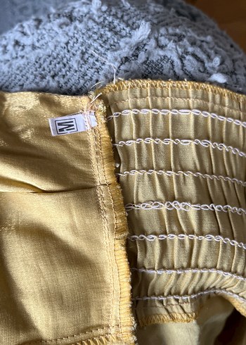 Sarı Straplez Nakışlı Uzun Bohem Elbise - Görsel 13