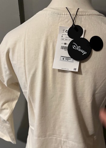 Beyaz Mickey Baskılı Uzun Kollu Kız Tişörtü - Görsel 5