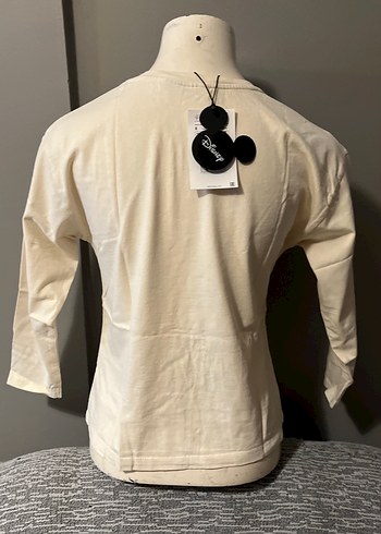 Beyaz Mickey Baskılı Uzun Kollu Kız Tişörtü - Görsel 4