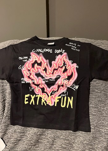 Kız Çocuk Siyah Renkli Baskılı Tişört - Görsel 7