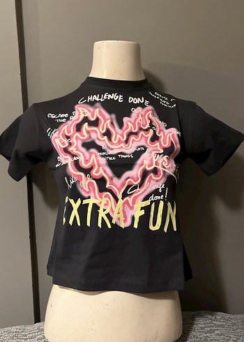 Kız Çocuk Siyah Renkli Baskılı Tişört - Görsel 3