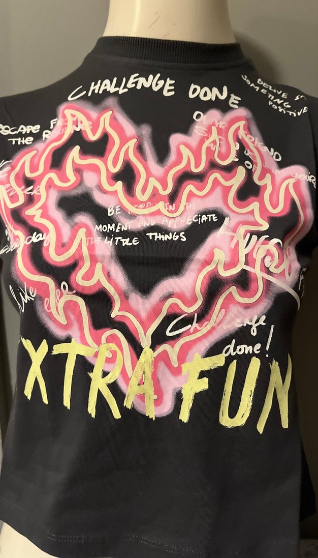 Kız Çocuk Siyah Renkli Baskılı Tişört - Görsel 2