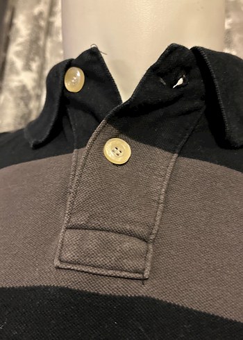 Erkek Gri Siyah Çizgili Polo Tişört - Görsel 4