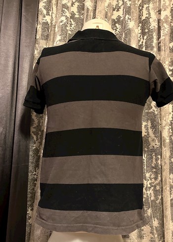 Erkek Gri Siyah Çizgili Polo Tişört - Görsel 7