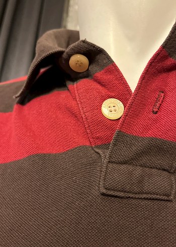 Bordo Çizgili Kısa Kollu Erkek Polo Tişört - Görsel 4