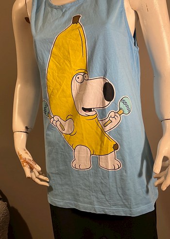 Mavi Baskılı Kolsuz Tişört - Görsel 2