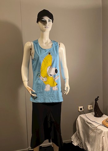 Mavi Baskılı Kolsuz Tişört - Görsel 4