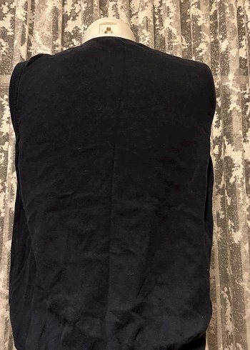 Siyah V Yaka Kolsuz Erkek Süveter - Görsel 6