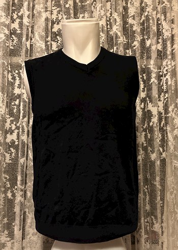 Siyah V Yaka Kolsuz Erkek Süveter - Görsel 2