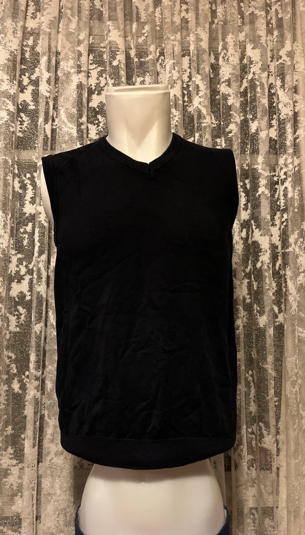 Siyah V Yaka Kolsuz Erkek Süveter - Görsel 2