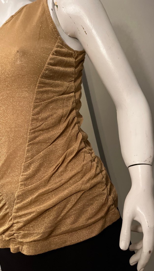 Bej Drapeli Kolsuz Simli davet Bluzu - Görsel 5