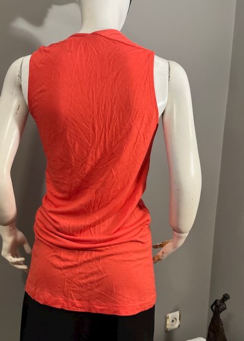 Kırmızı Kolsuz Drapeli Tunik - Görsel 6