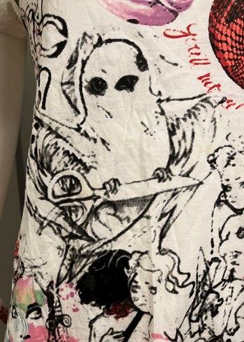 Baskılı Beyaz Kısa Kollu Mini Hamile Tişörtü - Görsel 9