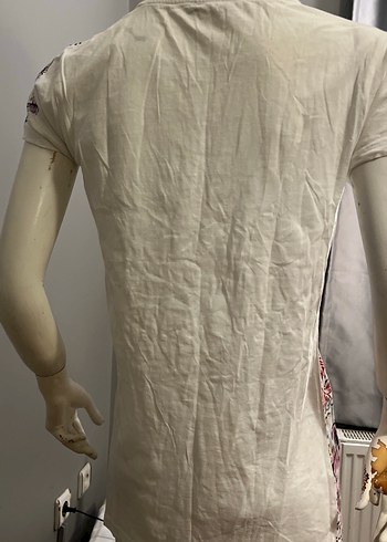 Baskılı Beyaz Kısa Kollu Mini Hamile Tişörtü - Görsel 12