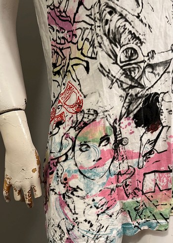 Baskılı Beyaz Kısa Kollu Mini Hamile Tişörtü - Görsel 4