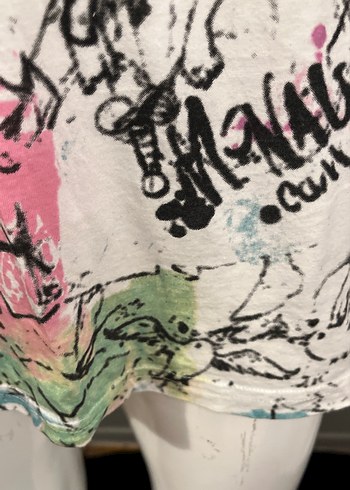 Baskılı Beyaz Kısa Kollu Mini Hamile Tişörtü - Görsel 11