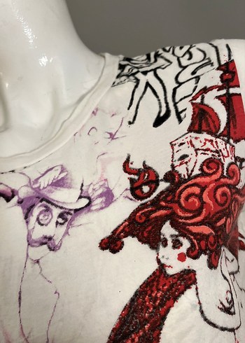 Baskılı Beyaz Kısa Kollu Mini Hamile Tişörtü - Görsel 7