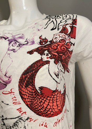 Baskılı Beyaz Kısa Kollu Mini Hamile Tişörtü - Görsel 6