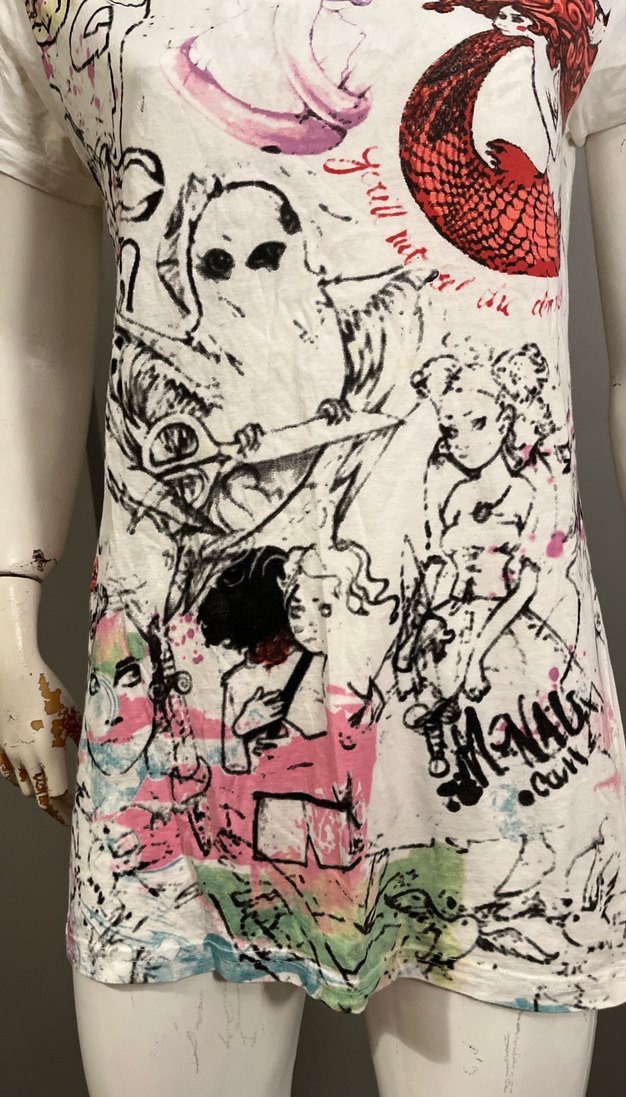 Baskılı Beyaz Kısa Kollu Mini Hamile Tişörtü - Görsel 2