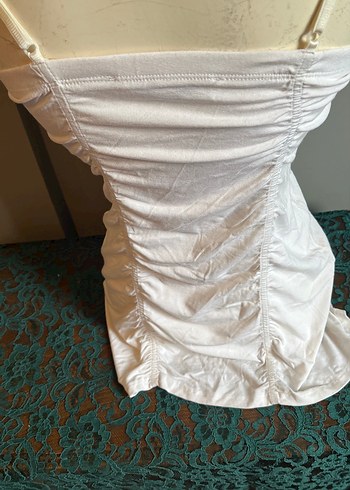 Beyaz Drapeli Straplez  Tunik - Görsel 6