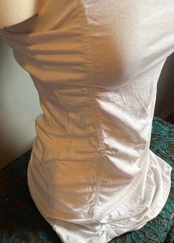 Beyaz Drapeli Straplez  Tunik - Görsel 2