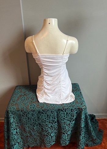 Beyaz Drapeli Straplez  Tunik - Görsel 4