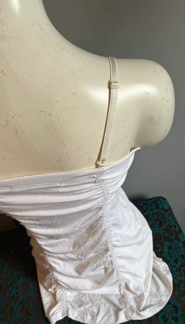 Beyaz Drapeli Straplez  Tunik - Görsel 5