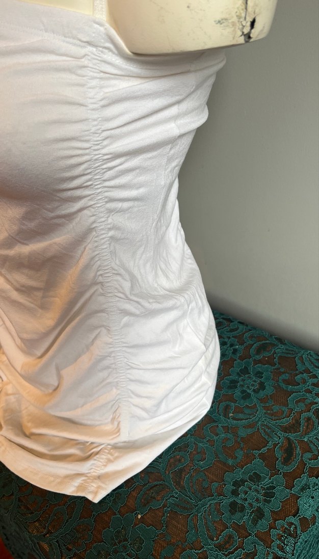 Beyaz Drapeli Straplez  Tunik - Görsel 3