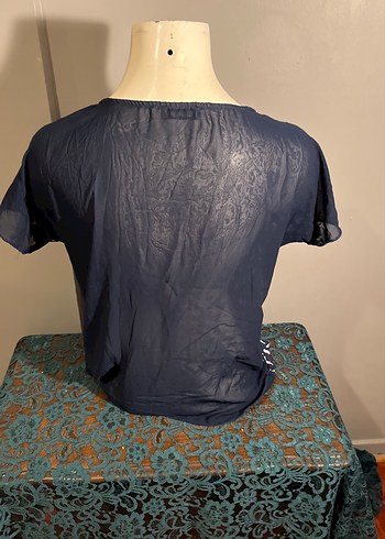 Pull&Bear Lacivert Baskılı  Tişört - Görsel 4