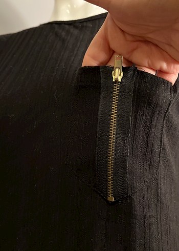 Kısa Kollu Siyah Mini Tişört - Görsel 3