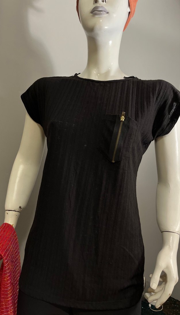 Kısa Kollu Siyah Mini Tişört - Görsel 5