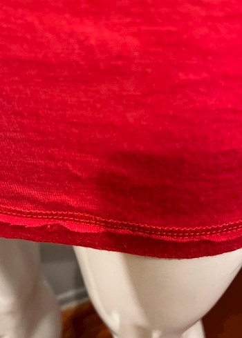 Kırmızı Mini Kolsuz Penye Elbise - Görsel 7