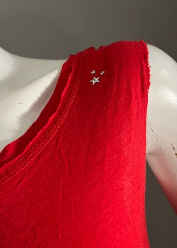 Kırmızı Mini Kolsuz Penye Elbise - Görsel 5