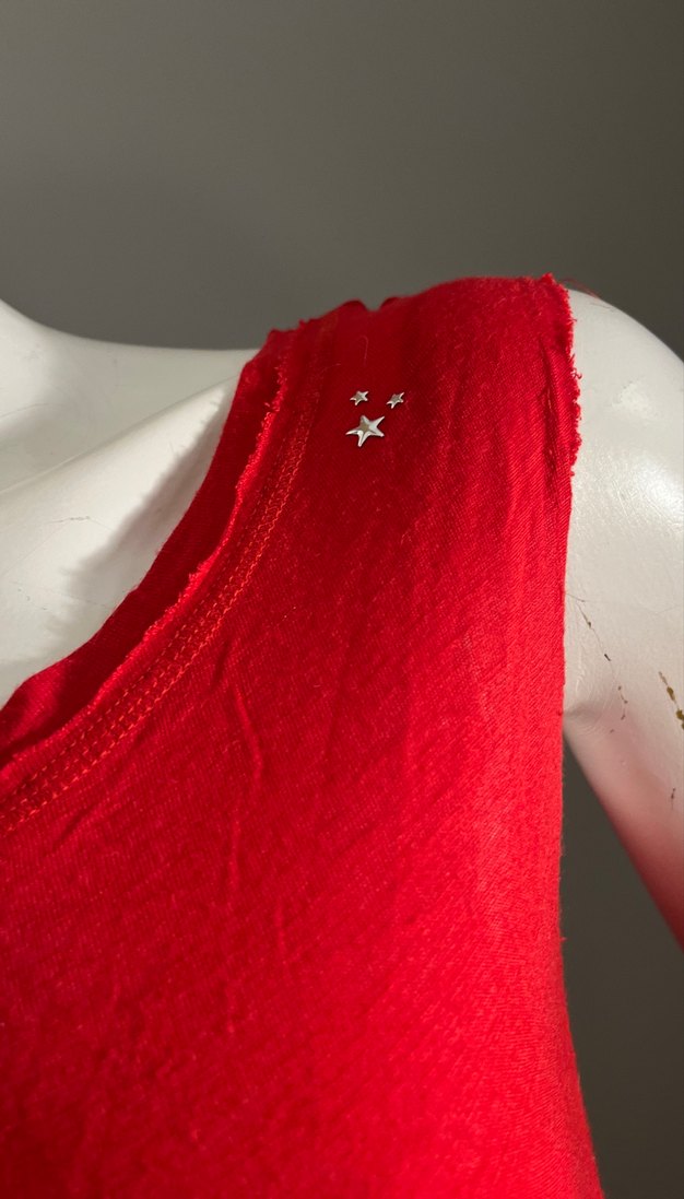 Kırmızı Mini Kolsuz Penye Elbise - Görsel 5