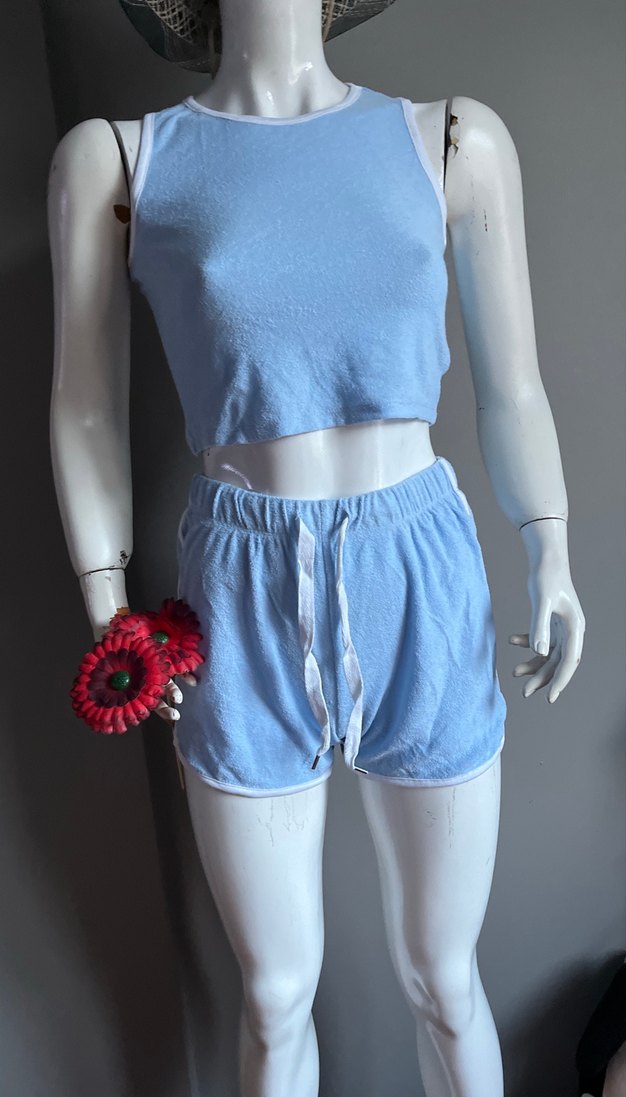 Mavi Kısa Kadın  Krop -Şort - Görsel 3