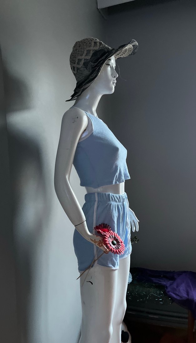 Mavi Kısa Kadın  Krop -Şort - Görsel 5