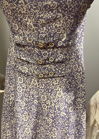 Adil Işık /Düğmeli V Yaka antrasit uçuk Mor Bohem Uzun Elbise - Görsel 7