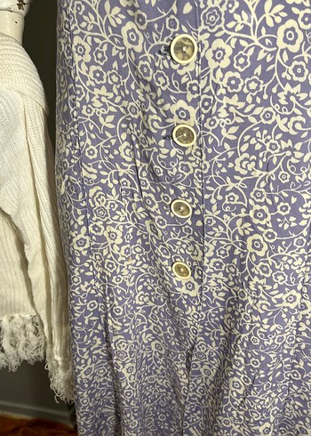 Adil Işık /Düğmeli V Yaka antrasit uçuk Mor Bohem Uzun Elbise - Görsel 5