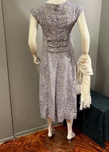 Adil Işık /Düğmeli V Yaka antrasit uçuk Mor Bohem Uzun Elbise - Görsel 6