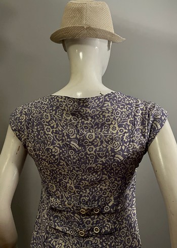 Adil Işık /Düğmeli V Yaka antrasit uçuk Mor Bohem Uzun Elbise - Görsel 8