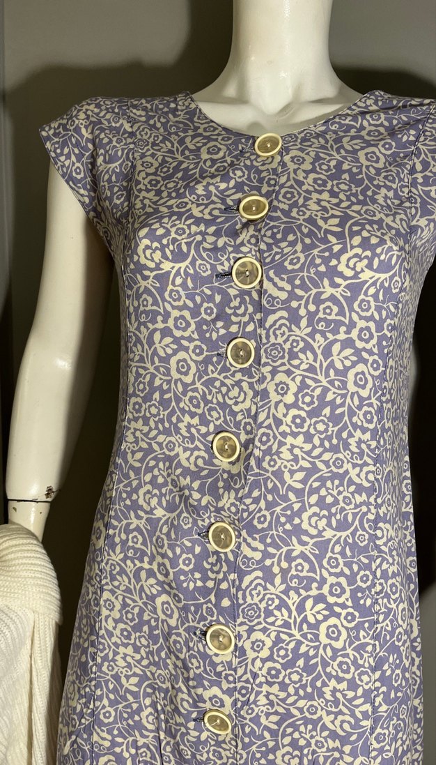 Adil Işık /Düğmeli V Yaka antrasit uçuk Mor Bohem Uzun Elbise - Görsel 4