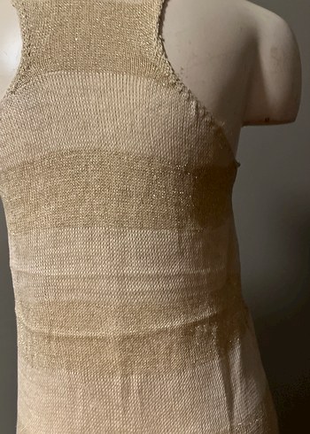 Bej Kolsuz Triko Midi Elbise - Görsel 7